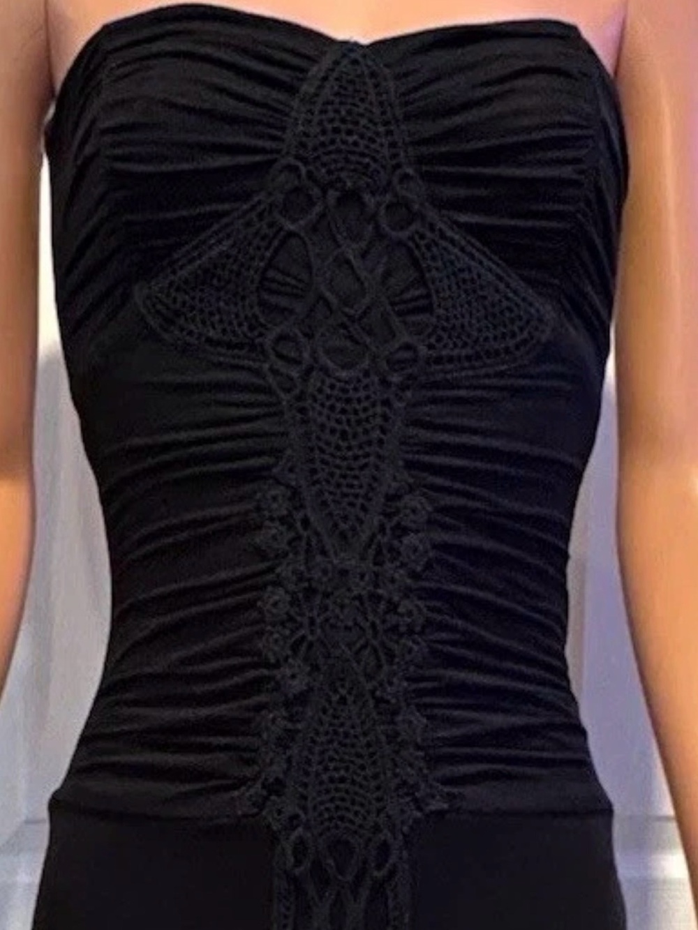 Sky Brand Black W/Crochet-Detail Maxi Dress - Women Size M